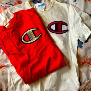 Cute Red and White Matching Champion Tees
